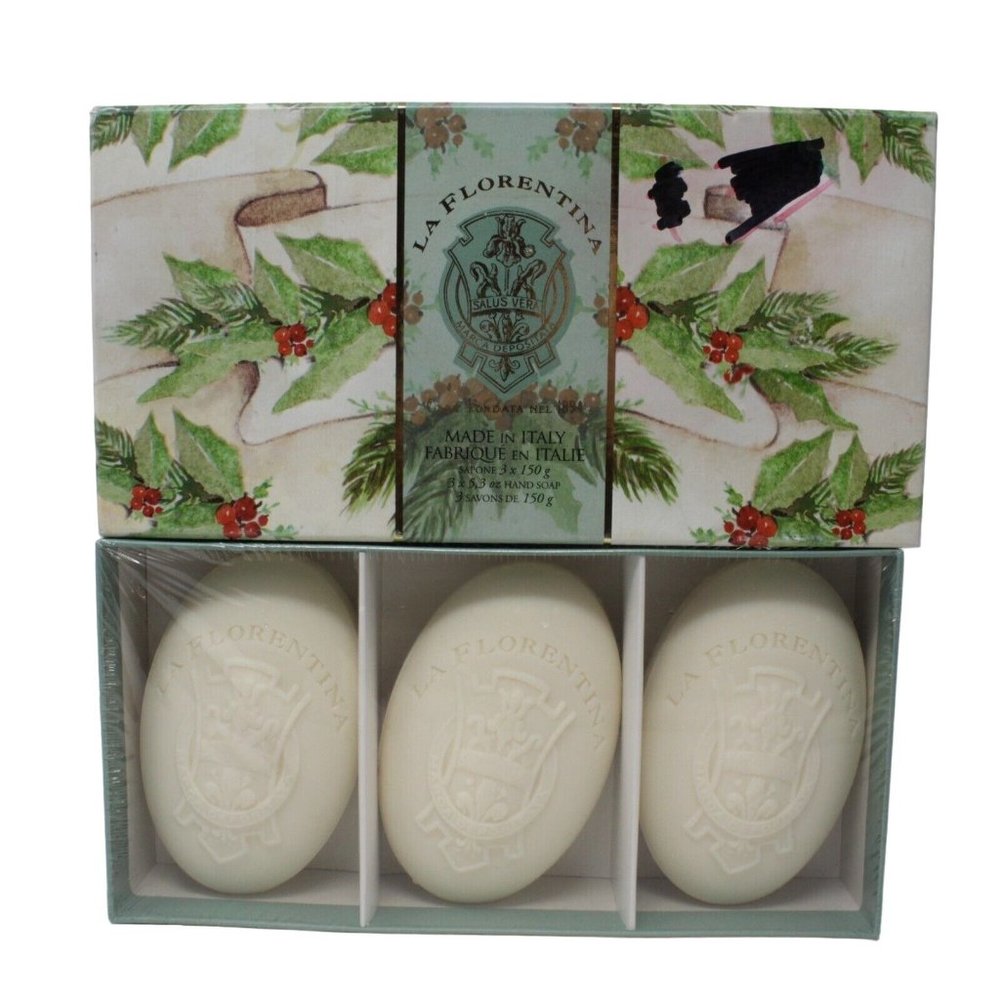 La Florentina Italy Soaps Winter Berry Cedar 3 x 4 oz Gift Boxed New